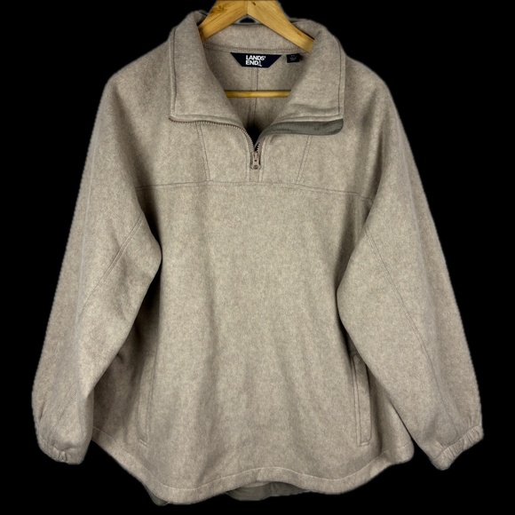 Lands’ End Women 1/4 Zip Soft Cozy Fleece Jacket Sz 2X 20W - 22W Kangaroo pocket - Picture 1 of 8